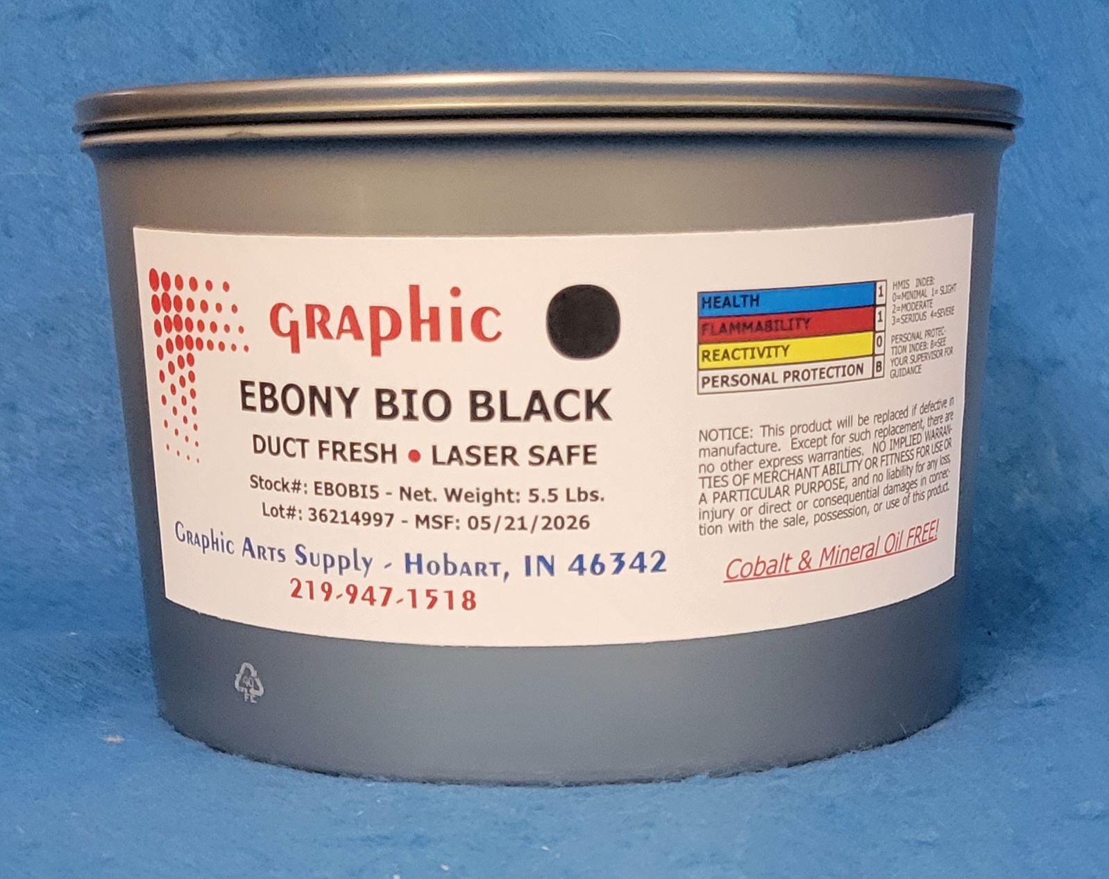 (image for) Ebony BIO Black Vegetable Oil Based Ink 5.5 lb.